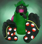 anthro barefoot black_body black_fur blush clothed clothing eyewear feet foot_focus footwear fur glasses heart_symbol legwear looking_at_viewer pokeball pokeball_clothing scarf sitting socks soles solo standard_pokeball sebafox deltarune nintendo pokemon undertale_(series) ralsei bovid caprine darkner goat mammal 2018 hi_res