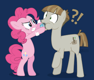 duo female geode interrobang male rock simple_background transparent_background dm29 friendship_is_magic hasbro my_little_pony mudbriar_(mlp) pinkie_pie_(mlp) equid equine horse mammal pony 2018 alpha_channel