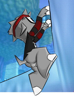 accessory anthro anus balls black_clothing black_eyes black_shirt black_topwear black_vest bottomless butt climbing clothed clothing fur genitals grey_body grey_ears grey_fur grey_hair grey_tail hair headband hooved_toes hooves horn low-angle_view male multicolored_clothing multicolored_shirt multicolored_topwear partially_clothed penis red_clothing red_headband red_shirt red_topwear sharp_teeth shirt side_view small_balls small_penis solo tail teeth topwear two_tone_clothing two_tone_shirt two_tone_topwear two_tone_vest vest white_clothing white_hooves white_horn white_topwear white_vest young young_anthro young_male iblit third-party_edit corn_kidz_64 seve_(corn_kidz_64) bovid caprine goat mammal 2024 digital_media_(artwork) screencap_edit