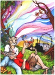 amusement_ride anthro black_nose border bottomwear brown_eyes clothed clothing detailed_background dreamcatcher drugs duo_focus feral ferris_wheel flower fully_clothed fungus grass group head_on_lap magic magic_mushrooms male minaret mushroom nature on_lap outside plant rainbow relaxing romantic romantic_ambiance romantic_couple shirt shorts sunset surrealism tail topwear tree tripping_balls whiskers white_border wood yellow_eyes tanutanuki canid canine cheetah felid feline fish mammal marine colorful_theme mixed_media painting_(artwork) traditional_media_(artwork) watercolor_(artwork)