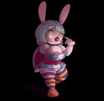 anthro areola areola_slip big_breasts breasts buckteeth clothing clown clown_nose female hand_behind_head legwear pink_areola solo teeth thigh_highs fuzefurry lagomorph leporid mammal rabbit absurd_res alpha_channel hi_res