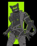 alternative_fashion anthro athletic athletic_anthro athletic_male belt biped black_latex gimp_suit latex looking_at_viewer male punk solo undressing_self zipper zipper_mouth hacony domestic_cat felid feline felis mammal 2024 hi_res