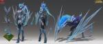 armor blue_hair clothing female feral footwear hair headgear headwear melee_weapon navel ponytail solo tail text weapon wide_hips wings zeronis league_of_legends mythology riot_games tencent shyvana dragon human humanoid mammal mythological_creature mythological_scalie scalie absurd_res concept_art english_text hi_res