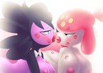 2018 after_kiss areola bedroom_eyes big_breasts black_eyes black_hair blue_eyes blush bodily_fluids bow_tie breasts colored digital_drawing_(artwork) digital_media_(artwork) dripping duo female female/female generation_3_pokemon generation_5_pokemon gothitelle hair hi_res humanoid humanoid_on_humanoid interspecies kissing lidded_eyes lips lipstick lipstick_fetish lipstick_on_body lipstick_on_breast lipstick_on_face makeup medicham narrowed_eyes nintendo nipples not_furry pink_areola pink_lipstick pink_nipples pokemon pokemon_(species) pokephilia purple_body red_lipstick saliva saliva_drip saliva_string seductive signature simple_background sirredbenjamin thick_lips tongue white_background white_body