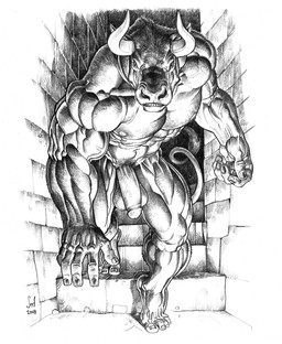 abs anthro balls bared_teeth biceps big_penis body_hair brick brick_wall circumcised collarbone deltoids dramatic_lighting feet fingernails flaccid frown genitals glans horn humanoid_feet humanoid_genitalia humanoid_hands humanoid_penis leaning leaning_forward looking_at_viewer male manly muscular muscular_anthro muscular_arms muscular_legs muscular_male muscular_thighs nails nipples nude obliques pecs penis plantigrade pubes serratus shadow solo stairs tail tail_tuft teeth toenails toes triceps tuft vein veiny_penis walking_towards_viewer wall_(structure) jebriodo european_mythology greek_mythology mythology bovid bovine cattle mammal minotaur 2018 black_and_white cross-hatching hatching_(art) hi_res monochrome shaded