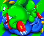 absurd_res anthro anus balls big_butt bob_(bubble_bobble) bros_being_bros bub_(bubble_bobble) bubble_bobble butt butt_grab butt_squish dragon duo frottage genitals hand_on_butt hi_res male male/male mythological_creature mythological_scalie mythology on_top penile perineum scalie sex simple_background spikes square_enix squish tail taito tepigfan101 touching_balls