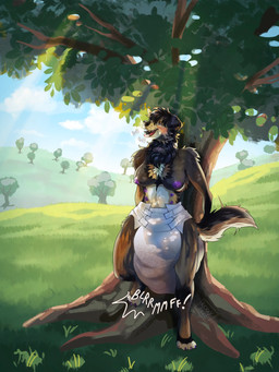 against_natural_surface against_surface against_tree anthro areola big_breasts big_diaper biped black_nose breasts breath clothed clothing cloud collar day diaper diaper_fetish diaper_only excessive_feces feces feces_bulge feces_stain female field fur grass hair huge_diaper hyper hyper_diaper hyper_feces light multi_nipple nipples onomatopoeia panting plant pooping sky soiled_diaper soiling soiling_diaper solo sound_effects stained_diaper standing sunlight tail tail_motion tailwag teeth text tongue topless tree unclean_diaper used_diaper using_diaper wearing_diaper lexxypawz alloure_(_allourian) border_collie canid canine canis collie domestic_dog herding_dog mammal pastoral_dog sheepdog 2026 absurd_res hi_res signature