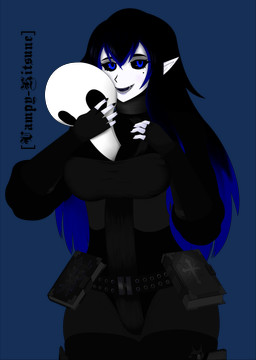 animal_mask beak_mask belt bible_(object) black_nails black_sclera black_tongue blue_eyes blue_highlights clothing collar colored_nails fangs female fingerless_gloves gloves gun hair handgun handwear highlights_(coloring) humanoid_pointy_ears leotard lipstick long_hair looking_at_viewer makeup markings mask mole_(marking) nails open_mouth pale_skin pistol pistol_holster pointy_ears ranged_weapon smile teeth tight_clothing tongue weapon vampykitsune ileyna_belavezda_(vampykitsune) angel ghoul humanoid seraph_(angel) undead absurd_res hi_res