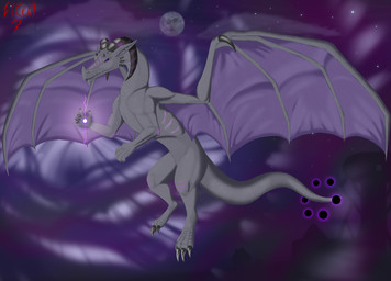 dark fantasy feral magic magic_user male moon night purple_eyes solo spell spellcasting tail wings zikeny dnd_homebrew european_mythology mythology dragon mythological_creature mythological_scalie scalie western_dragon absurd_res hi_res