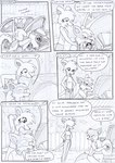 anthro black_and_white border brick_wall building canid canine car comic dasyuromorph dialogue dot_eyes duo english_text eyes_closed female fence fur grass hand_on_shoulder hands_behind_head hands_on_hips hands_on_own_hips kitfox-crimson kneeling male mammal marsupial monochrome multicolored_body multicolored_fur novus_(kitfox-crimson) onomatopoeia open_mouth outside_border plant recently_extinct_species repair rumour_(kitfox-krimson) sketch smile smirk sound_effects speech_bubble standing stolen_generation text thylacine two_tone_body two_tone_fur vehicle wall_(structure) wings wood wood_fence