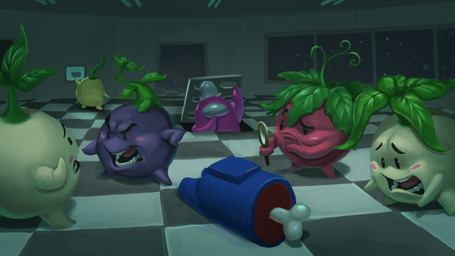 angry beady_eyes bent_arm black_eyes black_sky blue_clothing blue_spacesuit blush bone ceiling checkered checkered_floor closed_frown clothing death featureless_limbs food frown furrowed_eyebrows gesture green_hair grey_wall group hair hand_gesture holding_magnifying_glass inside leaf leaf_hair light looking_at_viewer male mitten_hands mouth_closed noseless not_furry open_frown open_mouth panicking pink_clothing pink_spacesuit plant plant_hair pointing pointing_at_another pseudo_hair purple_body purple_skin radish red_body red_skin red_tongue short_legs shush sky spacesuit standing teeth thinking tongue vegetable wall_(structure) white_body white_skin window yellow_body yellow_skin spaniel_reyes among_us innersloth crewmate_(among_us) elemental_creature flora_fauna food_creature humanoid living_vegetable waddling_head 16:9 2020 colored digital_drawing_(artwork) digital_media_(artwork) english_description hi_res lighting shaded widescreen