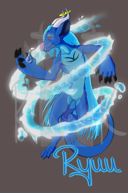 andromorph anthro badge blue_body blue_fur claws elemental_manipulation feet fur hair horn intersex long_hair nude piercing ryuu_(ryukai) solo tail water water_manipulation ryukai mythology ryuu_kagayaki furred_kobold furred_scalie kobold mammal mythological_creature scalie 2:3 digital_media_(artwork) hi_res nonbinary_(lore)