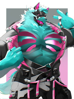 5_fingers anthro biped black_claws claws clothed clothing fingers fur humanoid_hands male muscular muscular_anthro muscular_male rib_cage solo tail teal_body teal_fur teal_tail t0rlk071 lifewonders tokyo_afterschool_summoners koshchei_(tas) canid canine canis mammal spirit wolf 2025 3:4 colored hi_res