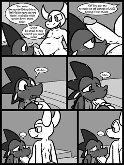 2_horns 4_fingers anthro anthro_on_anthro anthro_penetrated anthro_penetrating anthro_penetrating_anthro ball_kiss blush bodily_fluids claws cute_fangs dialogue duo ellipsis erection fangs fellatio finger_claws fingers frown genital_fluids genitals grin horn licking looking_at_another looking_away looking_down male male/male male_penetrated male_penetrating male_penetrating_male motion_lines nervous nipples nude onomatopoeia oral penetration penile penis penis_grab penis_lick precum precum_on_head sex sharp_teeth slightly_chubby slightly_chubby_anthro slightly_chubby_male smile smirk sound_effects speech_bubble teeth text tongue ultilix european_mythology mythology emerald_(ultilix) to-be-named-later demon dragon mythological_creature mythological_scalie scalie western_dragon 2025 comic english_text greyscale monochrome multiple_scenes
