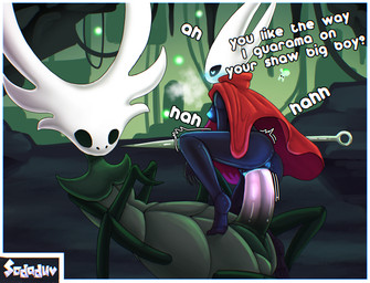 anthro anus breasts cowgirl_position dominant dominant_female duo female feral from_front_position genitals glowing glowing_genitalia glowing_nipples glowing_penis hornet's_needle hyper hyper_genitalia knight male male/female nipples on_bottom on_top penetration penile penile_penetration penis sex size_difference submissive tapering_penis vaginal vulva warrior sodaduv hollow_knight:_silksong hollow_knight_(franchise) team_cherry hornet_(hollow_knight) styx_(hollow_knight:_silksong) arachnid arthropod humanoid hymenopteran insect spider vespid wasp hi_res