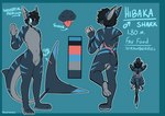 anthro male solo text muky-cuddly hibaka fish marine shark english_text flat_colors hi_res model_sheet