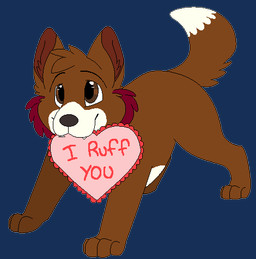 ambiguous_gender black_nose brown_body brown_eyes brown_fur brown_inner_ear chibi digitigrade dipstick_tail eyebrows feral fur head_tuft holidays markings paws raised_tail red_text smile snout solo standing tail tail_markings text tuft valentine's_day_card white_tail_tip sebdoggo valentine's_day canid canine mammal 2018 aliasing alpha_channel digital_drawing_(artwork) digital_media_(artwork) english_text flat_colors full-length_portrait handwritten_text low_res microsoft_paint_(artwork) portrait