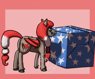 birthday birthday_gift box canada container cutie_mark ear_tuft eyelashes feathering female female_feral feral folded_wings freckled_face freckles fur gift_box grey_body grey_fur grey_hooves holidays hooves light logo long_mane long_tail mane membrane_(anatomy) membranous_wings multicolored_mane open_mouth open_smile pink_background pink_tongue quadruped rectangle red_hair_tie red_mane red_tail red_wings simple_background smile solo standing tail teeth tongue tuft two_tone_mane two_tone_tail unguligrade white_mane white_tail wings skywater canada_day hasbro my_little_pony fan_character maple_frost_kanata bat_pony earth_pony equid equine horse hybrid mammal pony 2020 6:5 adobe_photoshop_(artwork) artist_logo colored digital_drawing_(artwork) digital_media_(artwork) english_description lighting shaded