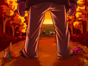 ambiguous_gender anthro bottomwear claws clothed clothing corpse dessert detailed_background dramatic_lighting drowned female finger_claws food grass group ice_cream ice_cream_cone low-angle_view lying melting_ice_cream on_front pants plant snowgrave standing sunset tree trio water arcsi0 deltarune undertale_(series) kris_dreemurr noelle_holiday susie_(deltarune) 4:3 hi_res