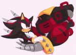 anthro big_eyes big_head clothing duo fur gloves handwear machine male toony zzavok sega sonic_adventure sonic_the_hedgehog_(series) e-123_omega shadow_the_hedgehog e-series eulipotyphlan hedgehog mammal robot 2017