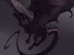 black_body black_skin claws feral flying horn male solo spread_wings teeth wings kira_larsson mythology dragon mythological_creature mythological_scalie scalie