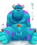 balls claws erection fur genitals hindpaw horn humanoid_genitalia humanoid_penis looking_at_viewer male nude paws penis smile solo spreading spread_legs toe_claws nakayanasoba disney monsters_inc monsters_university pixar mike_wazowski sulley monster