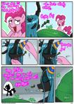 after_vore arthropod changeling clothing comic dialogue digestion duo earth_pony english_text equid equine eyes_closed fangs female feral friendship_is_magic hair hasbro hat headgear headwear horn horse long_hair mammal my_little_pony open_mouth party_hat pink_hair pinkie_pie_(mlp) pony queen_chrysalis_(mlp) shrabby sleeping teeth text vore