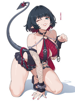 armwear big_breasts black_hair breasts choker clothing collarbone ear_piercing ear_ring eyebrow_through_hair eyebrows eyelashes feet female fishnet_armwear fishnet_clothing footwear glistening glistening_body glistening_breasts glistening_skin glistening_thighs green_eyes hair jewelry kneeling legband necklace one_eye_closed piercing ring_piercing sandals shoes solo thighband translucent translucent_hair wink melowh mihoyo zenless_zone_zero jane_doe_(zenless_zone_zero) animal_humanoid humanoid mammal mammal_humanoid murid murid_humanoid murine murine_humanoid rat_humanoid rodent rodent_humanoid thiren 2026 absurd_res hi_res