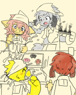 anthro apron batter beak biped black_ears black_eyes blep blush bodily_fluids bowl brown_ears burnt_food clothed clothed_anthro clothed_female clothing collared_shirt container cookie cooking dress_shirt eating eating_food eyes_closed feathers female floppy_ears food front_view fully_clothed fully_clothed_anthro fully_clothed_female fur furniture grey_body grey_fur grey_hair group hair handwear headgear headkerchief headwear kerchief lop_ears oven_mitts pink_hair red_hair shirt simple_background slim slim_anthro slim_female star_in_pupils stirring sweat table tan_background tan_body tan_fur tongue tongue_out topwear yellow_body yellow_feathers pizademokttero avian bird canid canine canis chicken domestic_dog galliform mammal phasianid 2024 4:5 absurd_res character_request digital_drawing_(artwork) digital_media_(artwork) hi_res