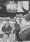 anthro big_breasts big_muscles biped bra breasts canid canine clothed clothing comic duo female freckles_(artist) generation_1_pokemon generation_4_pokemon huge_breasts huge_muscles lucario machoke mammal monochrome muscular muscular_anthro muscular_female muscular_thighs nintendo nude pokemon pokemon_(species) snow snowing sports_bra sports_panties underwear