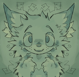 big_ears cheek_tuft chest_tuft dipstick_ears ear_markings ear_tuft facial_tuft fangs fluffy fluffy_body fluffy_chest furry_body green_background looking_at_viewer male markings multicolored_ears simple_background smile solo teeth tuft vignette carp3t avery_(suheugene) canid canine fennec_fox fox mammal true_fox 2026 absurd_res digital_drawing_(artwork) digital_media_(artwork) hi_res line_art monochrome shaded simple_shading watermark