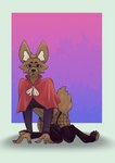 anthro bulge clothing kneeling legwear looking_at_viewer male panties solo thigh_highs underwear pitta_the_italian yael_(pitta_the_italian) hyena mammal absurd_res hi_res