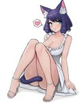 big_breasts black_body black_fur black_hair black_tail blue_eyes blush breasts cleavage clothed clothing convenient_censorship curled_hair dress female footwear fur hair heart_symbol high_heels inner_ear_fluff kemono shoes short_hair simple_background sitting solo tail tail_censorship thick_thighs tuft white_background white_hair donburikazoku sanrio show_by_rock!! cyan_hijirikawa animal_humanoid cat_humanoid felid felid_humanoid feline feline_humanoid humanoid mammal mammal_humanoid 2020 4:5 full-length_portrait hi_res portrait