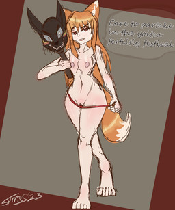 5_toes breasts clothing dialogue digitigrade dipstick_tail feet female fur genitals hair markings mask nipples nude orange_body orange_fur pale_skin panties propositioning requesting sex_request simple_background small_breasts solo speech_bubble tail tail_markings talking_to_viewer text toes tugging_clothing underwear white_body white_fur white_tail_tip sprrigs- spice_and_wolf holo_(spice_and_wolf) animal_humanoid canid canid_humanoid canine canine_humanoid humanoid mammal mammal_humanoid wolf_humanoid 2023 5:6 colored_sketch digital_media_(artwork) english_text hi_res signature sketch