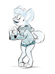 3_toes 4_fingers anthro cheek_tuft clothed clothing facial_tuft feet fingers hood male mouth_closed pantsless shy simple_background solo tail toes tuft underwear whisker_spots manaozyfolf mana_(manaozyfolf) canid canine canis mammal wolf hi_res sketch