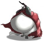 anthro belly big_belly claws clenched_teeth cloak clothing cosplay digitigrade evil_grin fangs feet fur gun holding_gun holding_object holding_ranged_weapon holding_weapon looking_at_viewer male morbidly_obese morbidly_obese_anthro morbidly_obese_male mostly_nude navel obese obese_anthro obese_male overweight overweight_anthro overweight_male raised_arm ranged_weapon red_cloak red_clothing red_eyes smile solo standing teeth toe_claws weapon hectorthewolf capcom devil_may_cry dreamworks puss_in_boots_(franchise) death_(puss_in_boots) canid canine canis mammal wolf 2024 hi_res