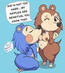 alonelyopossum animal_crossing anthro belly big_butt breast_play breast_suck breasts butt draggieposs duo eulipotyphlan female female/female freckled_face freckles genitals hedgehog hi_res incest_(lore) mabel_able mammal nintendo nipple_fetish nipple_play nipple_suck nipples pussy rodent sable_able short_stack sibling_(lore) sister_(lore) sisters_(lore) speech_bubble sucking