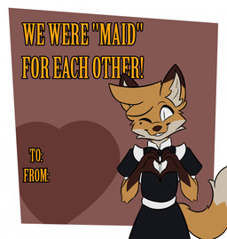 5_fingers anthro arm_tuft big_tail biped black_bow_tie black_clothing black_topwear bow_tie brown_background brown_body brown_ears brown_fur brown_heart brown_nose cheek_tuft clothing dipstick_ears dipstick_tail ear_markings ear_tuft elbow_tuft exclamation_point eyebrows eyelashes facial_tuft femboy fingers fluffy fluffy_tail fur gesture gloves_(marking) hair heart_gesture holidays humanoid_hands humor inner_ear_fluff looking_at_viewer maid_uniform male markings mole_(marking) multicolored_body multicolored_ears multicolored_fur one_eye_closed open_mouth orange_body orange_fur orange_hair orange_tail pun pupils quotation_marks simple_background slit_pupils smile snout solo sparkles sparkling_eyes standing tail tail_markings tail_tuft teeth topwear tuft two_tone_body two_tone_fur uniform valentine's_day_card white_body white_bow white_eyes white_fur white_tail suitedwolfie valentine's_day balthy_(suitedwolfie) canid canine fox mammal red_fox true_fox hi_res