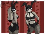 anthro big_breasts breasts butt clothed clothing fake_ears fake_rabbit_ears female fishnet_clothing gloves grey_body handwear ironic_fake_ears lingerie purple_eyes solo suit reylobo disney zootopia judy_hopps lagomorph leporid mammal rabbit absurd_res hi_res