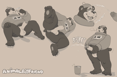 anthro anus balls beanie big_butt big_penis bodily_fluids bottomless bottomless_male bukkake butt clothed clothing container cum cum_drip cum_in_a_cup cum_in_container cum_on_face cumshot cup dripping duo ejaculation erection feet genital_fluids genitals glans hat headgear headwear heart_symbol looking_pleasured male male/male overweight overweight_anthro overweight_male penis precum precum_drip presenting presenting_anus puffy_anus soles solo sweater tail toes topwear animalboyfriend a&w rooty_the_great_root_bear bear brown_bear mammal ursine 2026 absurd_res hi_res