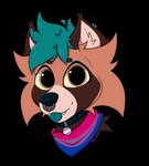 accessory ambiguous_gender anthro big_pupils bisexual_pride_colors black_nose blep brown_body brown_fur clothing collar collar_tag cute_fangs dilated_pupils ear_piercing eyebrows facial_piercing fur green_hair hair happy kerchief lgbt_pride looking_at_viewer multicolored_body multicolored_fur multicolored_kerchief multicolored_neckerchief multicolored_neckwear multicolored_text neckerchief neckwear nose_piercing nose_ring piercing pride_color_accessory pride_color_bandanna pride_color_clothing pride_color_collar_tag pride_color_kerchief pride_color_neckerchief pride_color_neckwear pride_color_text pride_colors pupils ring_piercing septum_piercing septum_ring short_hair smile smiling_at_viewer solo tan_body tan_fur text tongue tongue_out transgender_pride_colors yellow_eyes thelivelyire mei_(thelivelyire) canid canine mammal raccoon_dog tanuki 2022 alpha_channel digital_media_(artwork) headshot_portrait hi_res icon portrait signature trans_(lore) trans_woman_(lore)