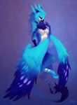 anthro beak blue_body blue_eyes blue_fur breasts butt_wings feathered_wings feathers female fur non-mammal_breasts nude solo tail unusual_wing_placement wings falvie mythology alivia avian bloophyn gryphon mythological_avian mythological_creature 2013 digital_media_(artwork)