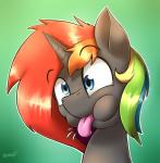 feral hair horn male multicolored_hair rainbow_hair solo tongue tongue_out otakuap hasbro my_little_pony mythology fan_character krylone equid equine mammal mythological_creature mythological_equine unicorn 2015 hi_res