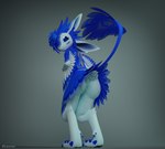 3d_(artwork) anthro avali avian blender_(artwork) blue_body bodily_fluids butt cum digital_media_(artwork) feathered_tail feathers genital_fluids hi_res kyrie_(jukkavali) leaking_cum locoroo male nude pose presenting simple_background solo standing tail underfluffies