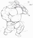 anthro bottomwear bulge clothing humanoid_hands male musclegut muscular muscular_anthro muscular_male shorts simple_background solo white_background tora_gy animal_crossing nintendo ike_(animal_crossing) bear mammal 2021