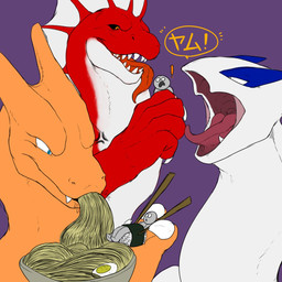ambiguous_gender bodily_fluids claws eating feral food group human_prey imminent_vore micro noodles on_food oral_vore ramen red_body red_scales saliva scales size_difference smaller_human sound_effects sushi text tongue tongue_out vore azathura european_mythology mythology nintendo pokemon anon talonblaze charizard dragon generation_1_pokemon generation_2_pokemon human legendary_pokemon lugia mammal mythological_creature mythological_scalie pokemon_(species) reptile scalie western_dragon 1:1 hi_res japanese_text translated