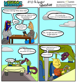 anthro beverage bottomwear car clothing cochlear_implant_processor coffee deaf denim denim_bottomwear denim_clothing dialogue female furniture jeans katana male melee_weapon pants reading simple_background sitting sword table text topwear vehicle weapon baristagamerproductions ada_(gem_hunters) alfonso_(gem_hunters) background_character phoebe_(gem_hunters) ailurid canid canine canis dingo felid feline mammal red_panda reptile scalie snake absurd_res comic english_text hi_res