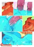 anthro anus blue_anus blue_body blue_nipples blue_pussy blush bodily_fluids breasts comic darnell_(zummeng) digital_media_(artwork) duo erection felid female female_penetrated genie genitals green_eyes hi_res humanoid_genitalia humanoid_penis lizard male male/female male_penetrating male_penetrating_female mammal nipples penetration penile penile_penetration penis penis_in_pussy pubes pussy reptile ribbed_penis saber-toothed_tiger scalie sex shani_(zummeng) sweat translucent translucent_body vaginal vaginal_penetration zummeng