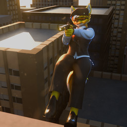 angry anthro beret blood bodily_fluids city city_background clothing eyewear female glasses gun handgun hat headgear headwear melee_weapon ranged_weapon solo suit sword weapon wounded haolde haolde_(character) canid canine canis mammal wolf 1:1 3d_(artwork) blender_(artwork) blender_cycles_(artwork) digital_media_(artwork) hi_res gynomorph_(lore)