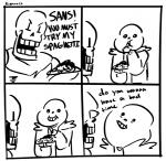 2_frame_animation animated animated_comic animated_skeleton bone clothed clothing comic english_text epilepsy_warning food hoodie male monochrome not_furry papyrus_(undertale) pasta rigamo12 sans_(undertale) scarf short_playtime skeleton skull smile spaghetti teeth text topwear undead undertale undertale_(series)